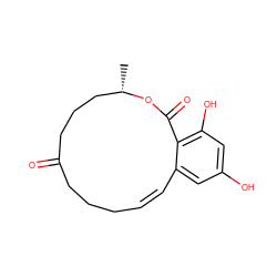 C[C@H]1CCCC(=O)CCC/C=C/c2cc(O)cc(O)c2C(=O)O1 ZINC000003881412