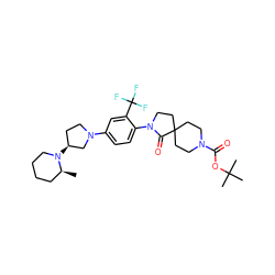 C[C@H]1CCCCN1[C@H]1CCN(c2ccc(N3CCC4(CCN(C(=O)OC(C)(C)C)CC4)C3=O)c(C(F)(F)F)c2)C1 ZINC000140518303