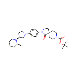 C[C@H]1CCCCN1[C@H]1CCN(c2ccc(N3CCC4(CCN(C(=O)OC(C)(C)C)CC4)C3=O)cc2)C1 ZINC000140518088