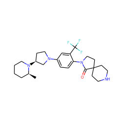 C[C@H]1CCCCN1[C@H]1CCN(c2ccc(N3CCC4(CCNCC4)C3=O)c(C(F)(F)F)c2)C1 ZINC000140638960