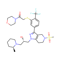 C[C@H]1CCCCN1C[C@H](O)Cn1nc(-c2ccc(C(F)(F)F)c(SCC(=O)N3CCOCC3)c2)c2c1CCN(S(C)(=O)=O)C2 ZINC000049802174