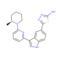 C[C@H]1CCCCN1c1cccc(-c2c[nH]c3ccc(-c4nnc(N)s4)cc23)n1 ZINC000145398432