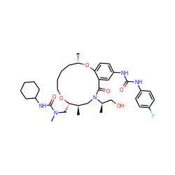 C[C@H]1CCCCO[C@@H](CN(C)C(=O)NC2CCCCC2)[C@H](C)CN([C@H](C)CO)C(=O)c2cc(NC(=O)Nc3ccc(F)cc3)ccc2O1 ZINC000095600666