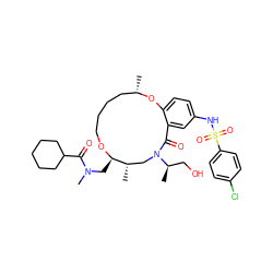 C[C@H]1CCCCO[C@H](CN(C)C(=O)C2CCCCC2)[C@@H](C)CN([C@H](C)CO)C(=O)c2cc(NS(=O)(=O)c3ccc(Cl)cc3)ccc2O1 ZINC000095599347