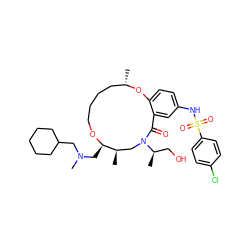 C[C@H]1CCCCO[C@H](CN(C)CC2CCCCC2)[C@H](C)CN([C@H](C)CO)C(=O)c2cc(NS(=O)(=O)c3ccc(Cl)cc3)ccc2O1 ZINC000095604643