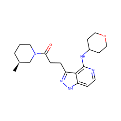 C[C@H]1CCCN(C(=O)CCc2n[nH]c3ccnc(NC4CCOCC4)c23)C1 ZINC000114772210