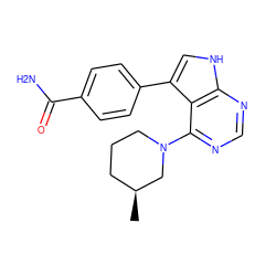 C[C@H]1CCCN(c2ncnc3[nH]cc(-c4ccc(C(N)=O)cc4)c23)C1 ZINC000210717482