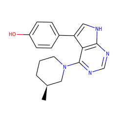 C[C@H]1CCCN(c2ncnc3[nH]cc(-c4ccc(O)cc4)c23)C1 ZINC000210724126