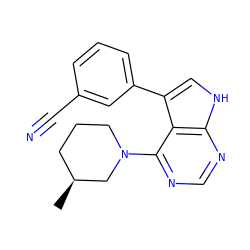 C[C@H]1CCCN(c2ncnc3[nH]cc(-c4cccc(C#N)c4)c23)C1 ZINC000210753788