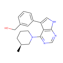 C[C@H]1CCCN(c2ncnc3[nH]cc(-c4cccc(CO)c4)c23)C1 ZINC000210747604