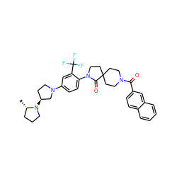 C[C@H]1CCCN1[C@H]1CCN(c2ccc(N3CCC4(CCN(C(=O)c5ccc6ccccc6c5)CC4)C3=O)c(C(F)(F)F)c2)C1 ZINC000140685213