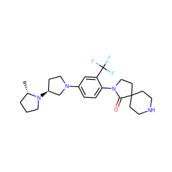 C[C@H]1CCCN1[C@H]1CCN(c2ccc(N3CCC4(CCNCC4)C3=O)c(C(F)(F)F)c2)C1 ZINC000140533939