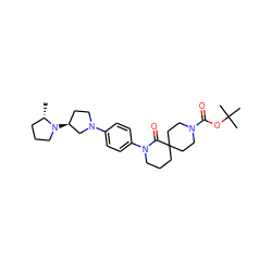 C[C@H]1CCCN1[C@H]1CCN(c2ccc(N3CCCC4(CCN(C(=O)OC(C)(C)C)CC4)C3=O)cc2)C1 ZINC000140498404