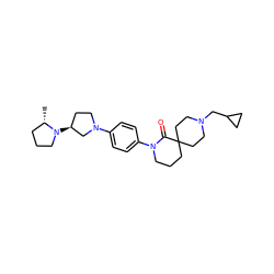 C[C@H]1CCCN1[C@H]1CCN(c2ccc(N3CCCC4(CCN(CC5CC5)CC4)C3=O)cc2)C1 ZINC000140621189