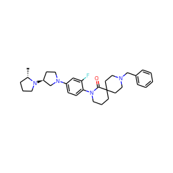 C[C@H]1CCCN1[C@H]1CCN(c2ccc(N3CCCC4(CCN(Cc5ccccc5)CC4)C3=O)c(F)c2)C1 ZINC000140621602