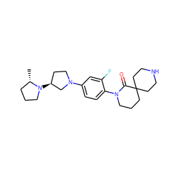 C[C@H]1CCCN1[C@H]1CCN(c2ccc(N3CCCC4(CCNCC4)C3=O)c(F)c2)C1 ZINC000140588838