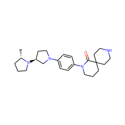 C[C@H]1CCCN1[C@H]1CCN(c2ccc(N3CCCC4(CCNCC4)C3=O)cc2)C1 ZINC000140570908