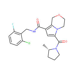 C[C@H]1CCCN1C(=O)c1cc(C(=O)NCc2c(F)cccc2Cl)c2n1CCOC2 ZINC000143874207