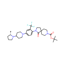 C[C@H]1CCCN1C1CCN(c2ccc(N3CCC4(CCN(C(=O)OC(C)(C)C)CC4)C3=O)c(C(F)(F)F)c2)CC1 ZINC000140498824