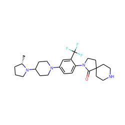 C[C@H]1CCCN1C1CCN(c2ccc(N3CCC4(CCNCC4)C3=O)c(C(F)(F)F)c2)CC1 ZINC000140638589