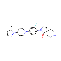 C[C@H]1CCCN1C1CCN(c2ccc(N3CCC4(CCNCC4)C3=O)c(F)c2)CC1 ZINC000140638772