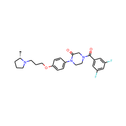 C[C@H]1CCCN1CCCOc1ccc(N2CCN(C(=O)c3cc(F)cc(F)c3)CC2=O)cc1 ZINC000028870322