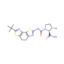 C[C@H]1CCN(C(=O)Nc2nc3c(s2)-c2nc(C(C)(C)C)sc2CC3)[C@@H]1C(N)=O ZINC000144980596