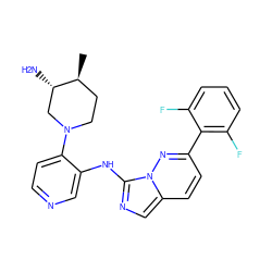 C[C@H]1CCN(c2ccncc2Nc2ncc3ccc(-c4c(F)cccc4F)nn23)C[C@@H]1N ZINC000144386672