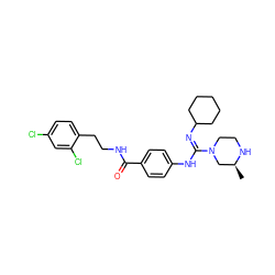 C[C@H]1CN(/C(=N\C2CCCCC2)Nc2ccc(C(=O)NCCc3ccc(Cl)cc3Cl)cc2)CCN1 ZINC000013581444