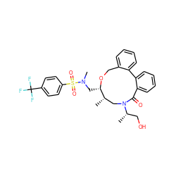 C[C@H]1CN([C@@H](C)CO)C(=O)c2ccccc2-c2ccccc2CO[C@H]1CN(C)S(=O)(=O)c1ccc(C(F)(F)F)cc1 ZINC000095600675