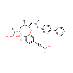 C[C@H]1CN([C@@H](C)CO)S(=O)(=O)c2ccc(C#C[C@@H](C)O)cc2O[C@@H]1CN(C)Cc1ccc(-c2ccccc2)cc1 ZINC000095600268