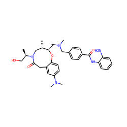 C[C@H]1CN([C@H](C)CO)C(=O)Cc2cc(N(C)C)ccc2O[C@H]1CN(C)Cc1ccc(C(=O)Nc2ccccc2N)cc1 ZINC000095570161