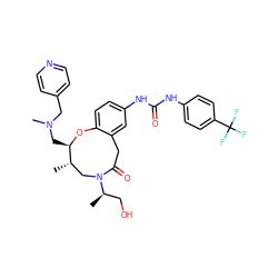 C[C@H]1CN([C@H](C)CO)C(=O)Cc2cc(NC(=O)Nc3ccc(C(F)(F)F)cc3)ccc2O[C@@H]1CN(C)Cc1ccncc1 ZINC000095600660