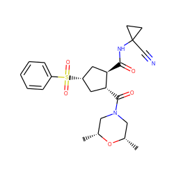 C[C@H]1CN(C(=O)[C@@H]2C[C@H](S(=O)(=O)c3ccccc3)C[C@H]2C(=O)NC2(C#N)CC2)C[C@@H](C)O1 ZINC000103240525