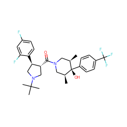 C[C@H]1CN(C(=O)[C@@H]2CN(C(C)(C)C)C[C@H]2c2ccc(F)cc2F)C[C@@H](C)[C@]1(O)c1ccc(C(F)(F)F)cc1 ZINC000101338102