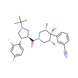 C[C@H]1CN(C(=O)[C@@H]2CN(C(C)(C)C)C[C@H]2c2ccc(F)cc2F)C[C@@H](C)[C@]1(O)c1cccc(C#N)c1 ZINC000101338092