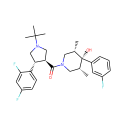 C[C@H]1CN(C(=O)[C@@H]2CN(C(C)(C)C)C[C@H]2c2ccc(F)cc2F)C[C@@H](C)[C@]1(O)c1cccc(F)c1 ZINC000101338036