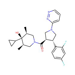 C[C@H]1CN(C(=O)[C@H]2CN(c3cccnn3)C[C@@H]2c2ccc(F)cc2F)C[C@@H](C)[C@]1(O)C1CC1 ZINC000101337959