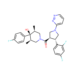 C[C@H]1CN(C(=O)[C@H]2CN(c3cccnn3)C[C@@H]2c2ccc(F)cc2F)C[C@@H](C)[C@]1(O)c1ccc(F)cc1 ZINC000101338120