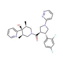 C[C@H]1CN(C(=O)[C@H]2CN(c3cccnn3)C[C@@H]2c2ccc(F)cc2F)C[C@@H](C)[C@]1(O)c1ccccn1 ZINC000100103204