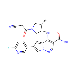 C[C@H]1CN(C(=O)CC#N)C[C@H]1Nc1c(C(N)=O)cnn2cc(-c3ccc(F)nc3)cc12 ZINC000261170037