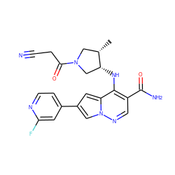 C[C@H]1CN(C(=O)CC#N)C[C@H]1Nc1c(C(N)=O)cnn2cc(-c3ccnc(F)c3)cc12 ZINC000261119036