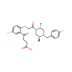 C[C@H]1CN(C(=O)COc2ccc(Cl)cc2C(=O)CCC(=O)O)[C@H](C)CN1Cc1ccc(F)cc1 ZINC000028821519