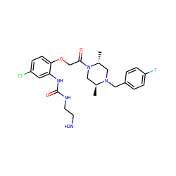 C[C@H]1CN(C(=O)COc2ccc(Cl)cc2NC(=O)NCCN)[C@H](C)CN1Cc1ccc(F)cc1 ZINC000028821515