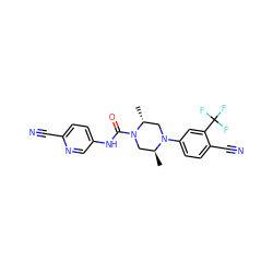 C[C@H]1CN(C(=O)Nc2ccc(C#N)nc2)[C@H](C)CN1c1ccc(C#N)c(C(F)(F)F)c1 ZINC000003963652