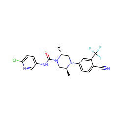 C[C@H]1CN(C(=O)Nc2ccc(Cl)nc2)[C@H](C)CN1c1ccc(C#N)c(C(F)(F)F)c1 ZINC000013679724