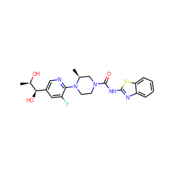 C[C@H]1CN(C(=O)Nc2nc3ccccc3s2)CCN1c1ncc([C@@H](O)[C@@H](C)O)cc1F ZINC001772585349