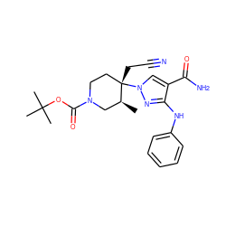 C[C@H]1CN(C(=O)OC(C)(C)C)CC[C@]1(CC#N)n1cc(C(N)=O)c(Nc2ccccc2)n1 ZINC000204996315