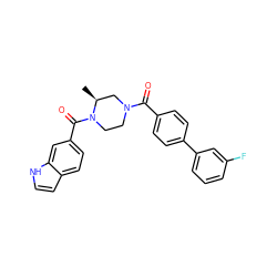 C[C@H]1CN(C(=O)c2ccc(-c3cccc(F)c3)cc2)CCN1C(=O)c1ccc2cc[nH]c2c1 ZINC000049035773