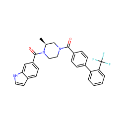 C[C@H]1CN(C(=O)c2ccc(-c3ccccc3C(F)(F)F)cc2)CCN1C(=O)c1ccc2cc[nH]c2c1 ZINC000049785313